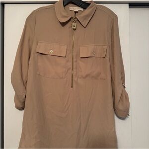 Michael Kors Beige Half-Zip Top